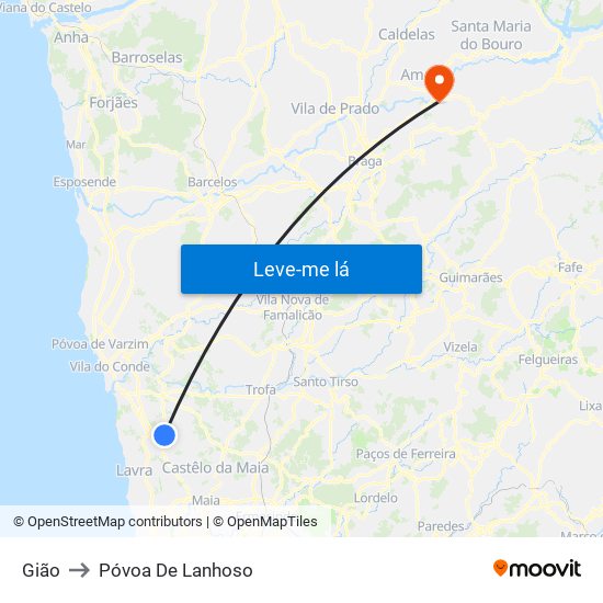 Gião to Póvoa De Lanhoso map
