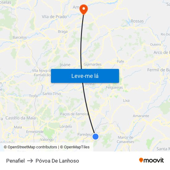 Penafiel to Póvoa De Lanhoso map