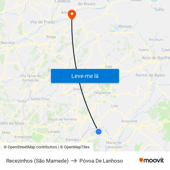 Recezinhos (São Mamede) to Póvoa De Lanhoso map