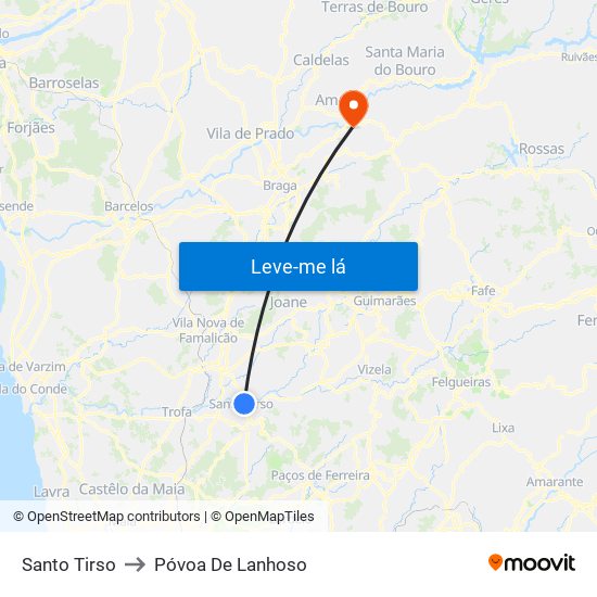 Santo Tirso to Póvoa De Lanhoso map