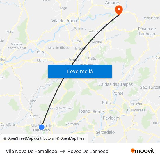 Vila Nova De Famalicão to Póvoa De Lanhoso map