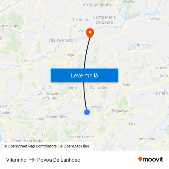 Vilarinho to Póvoa De Lanhoso map