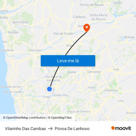 Vilarinho Das Cambas to Póvoa De Lanhoso map