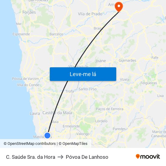 C. Saúde Sra. da Hora to Póvoa De Lanhoso map