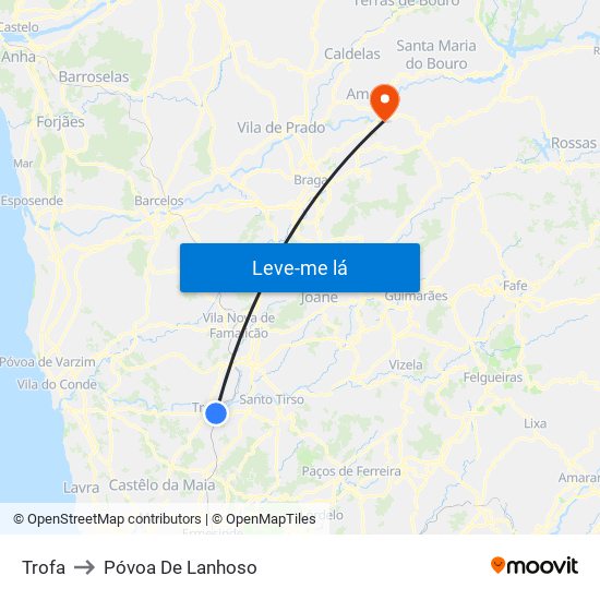 Trofa to Póvoa De Lanhoso map