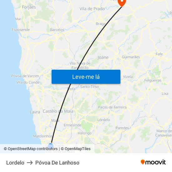 Lordelo to Póvoa De Lanhoso map