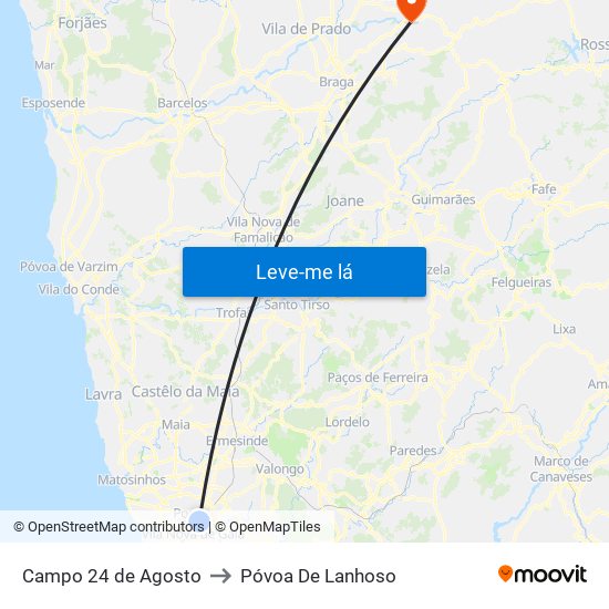 Campo 24 de Agosto to Póvoa De Lanhoso map