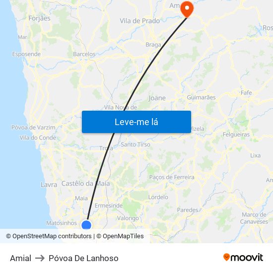 Amial to Póvoa De Lanhoso map