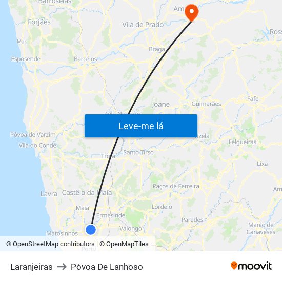 Laranjeiras to Póvoa De Lanhoso map