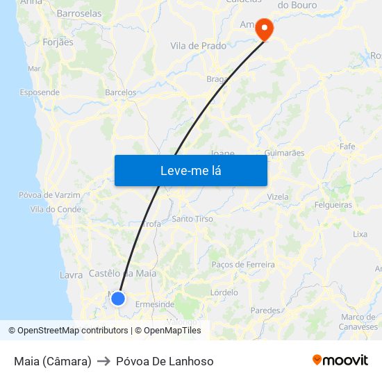 Maia (Câmara) to Póvoa De Lanhoso map