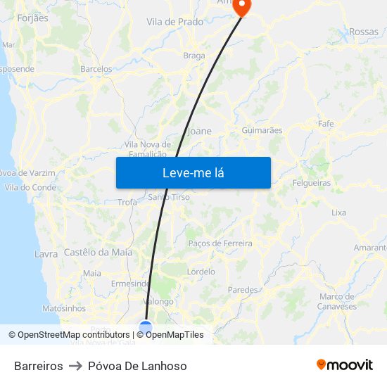Barreiros to Póvoa De Lanhoso map