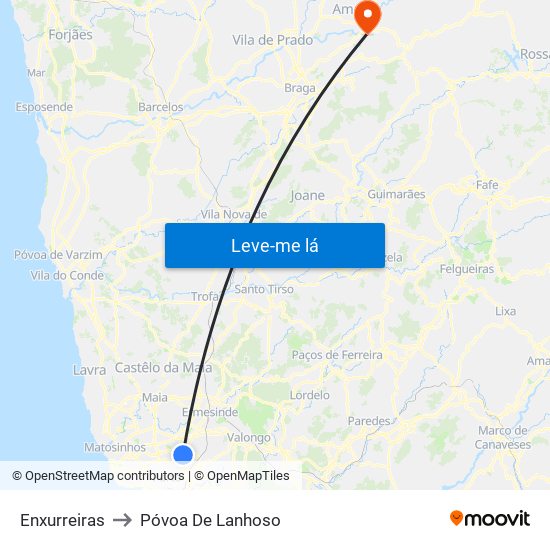 Enxurreiras to Póvoa De Lanhoso map