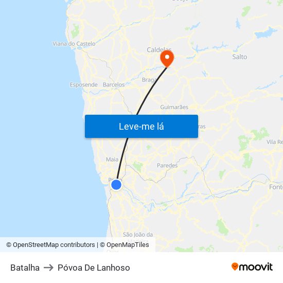 Batalha to Póvoa De Lanhoso map