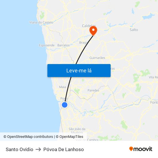 Santo Ovídio to Póvoa De Lanhoso map