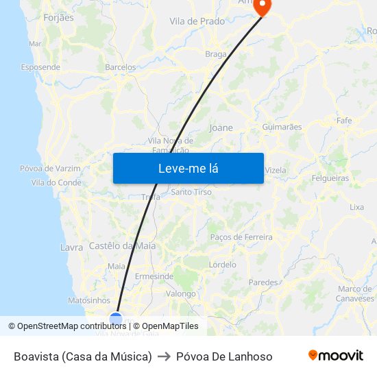 Boavista (Casa da Música) to Póvoa De Lanhoso map