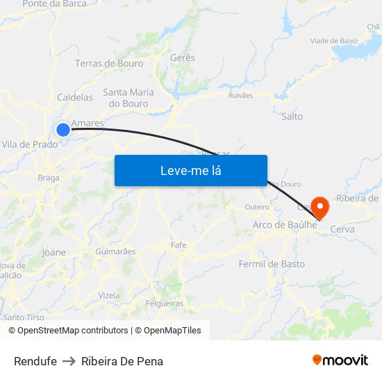 Rendufe to Ribeira De Pena map