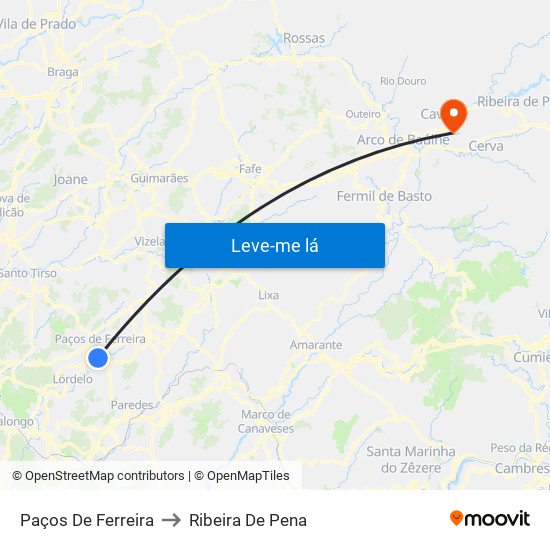 Paços De Ferreira to Ribeira De Pena map