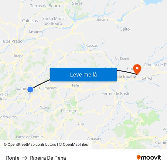 Ronfe to Ribeira De Pena map