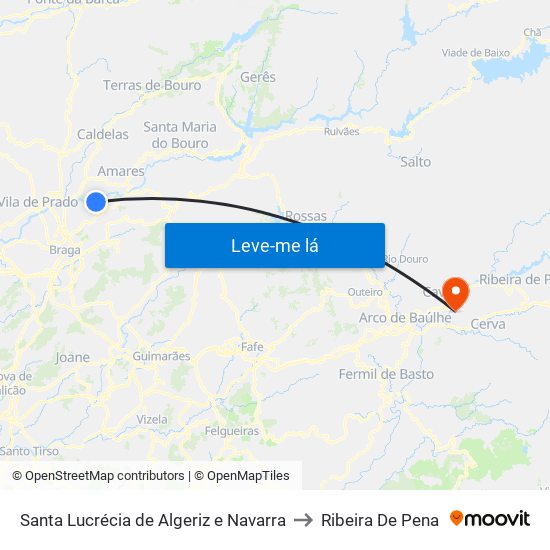 Santa Lucrécia de Algeriz e Navarra to Ribeira De Pena map