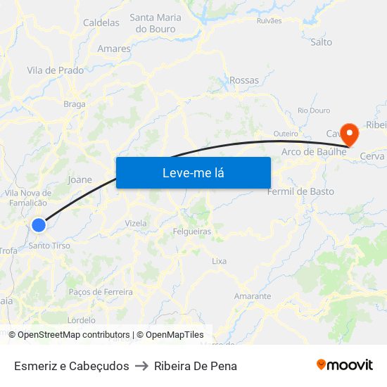 Esmeriz e Cabeçudos to Ribeira De Pena map