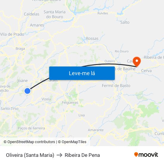 Oliveira (Santa Maria) to Ribeira De Pena map