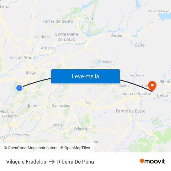 Vilaça e Fradelos to Ribeira De Pena map
