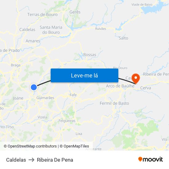 Caldelas to Ribeira De Pena map