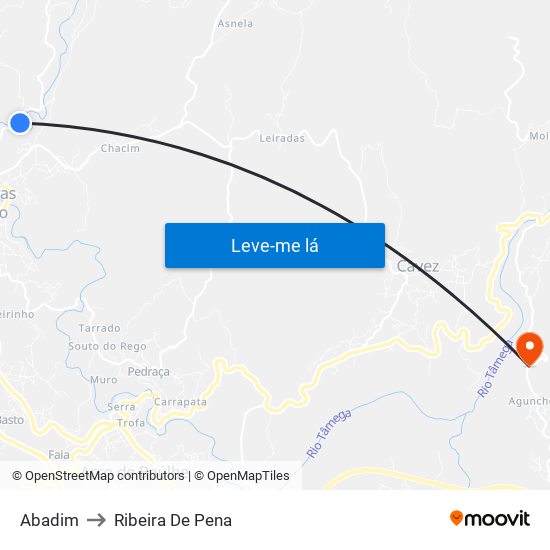 Abadim to Ribeira De Pena map