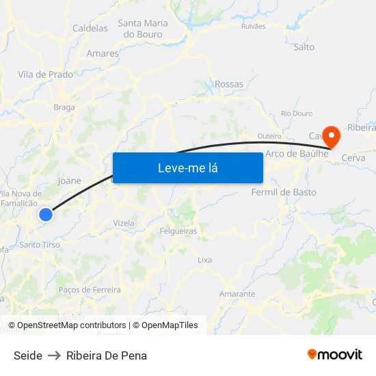 Seide to Ribeira De Pena map