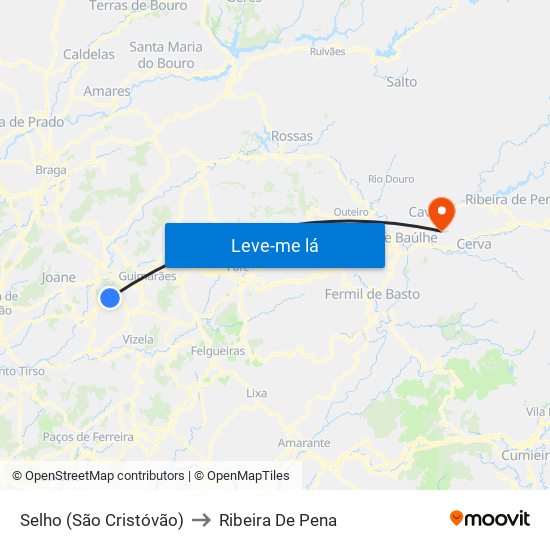 Selho (São Cristóvão) to Ribeira De Pena map