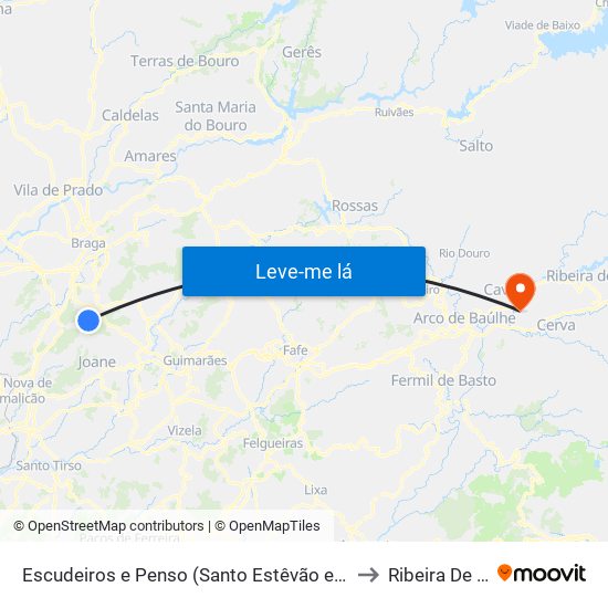Escudeiros e Penso (Santo Estêvão e São Vicente) to Ribeira De Pena map
