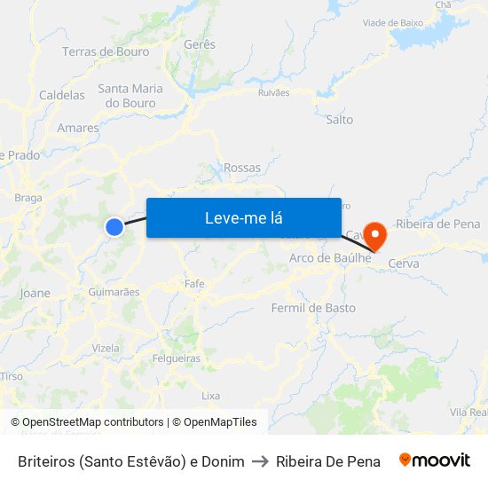 Briteiros (Santo Estêvão) e Donim to Ribeira De Pena map