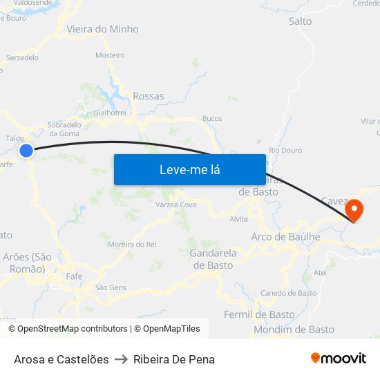 Arosa e Castelões to Ribeira De Pena map