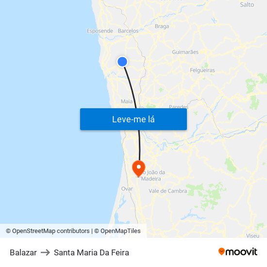 Balazar to Santa Maria Da Feira map