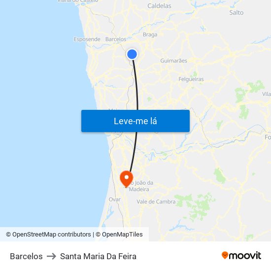 Barcelos to Santa Maria Da Feira map