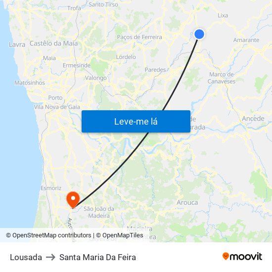 Lousada to Santa Maria Da Feira map