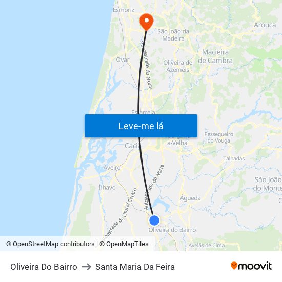 Oliveira Do Bairro to Santa Maria Da Feira map