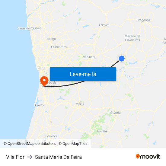 Vila Flor to Santa Maria Da Feira map