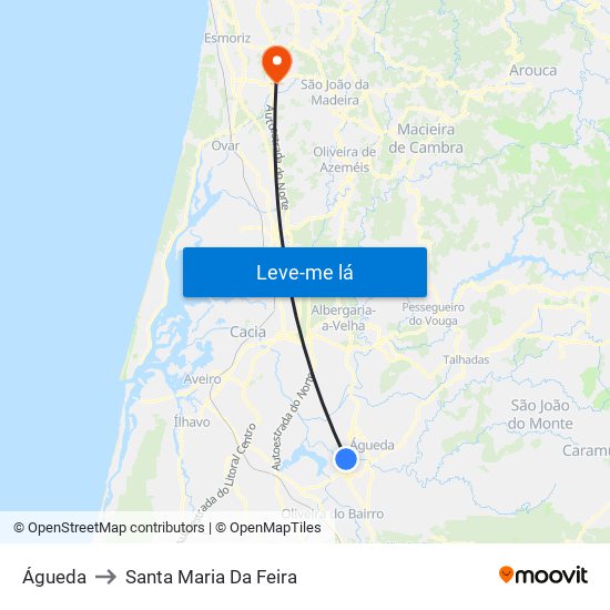 Águeda to Santa Maria Da Feira map