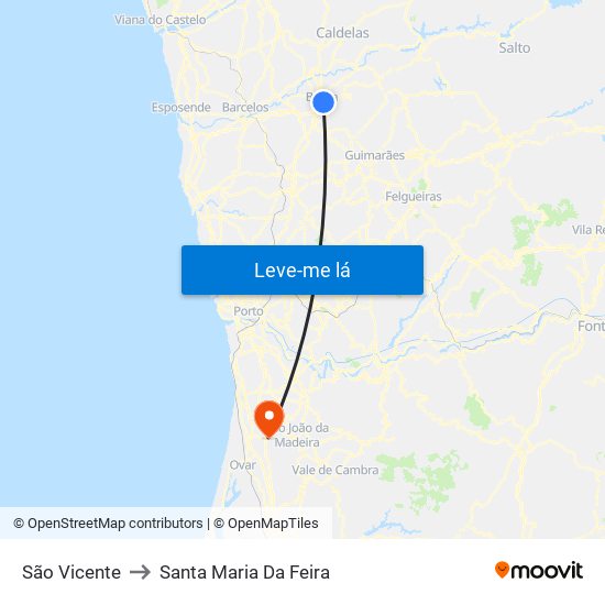São Vicente to Santa Maria Da Feira map