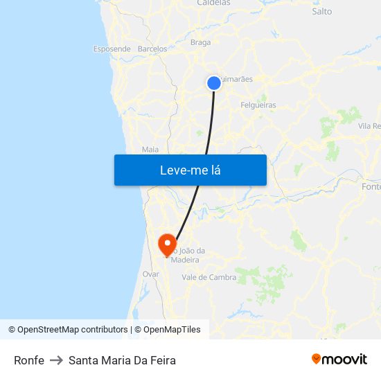 Ronfe to Santa Maria Da Feira map