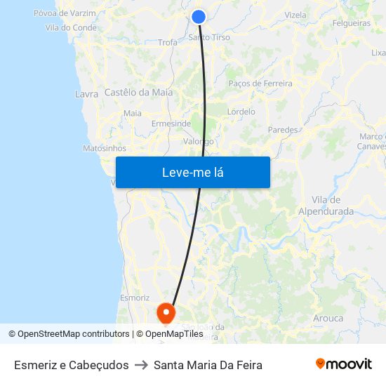 Esmeriz e Cabeçudos to Santa Maria Da Feira map