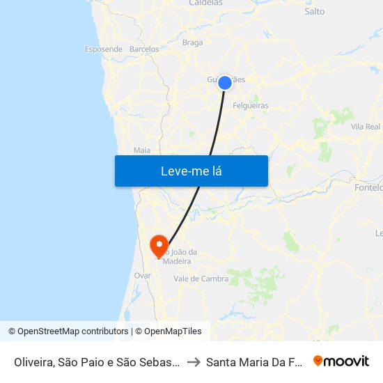 Oliveira, São Paio e São Sebastião to Santa Maria Da Feira map