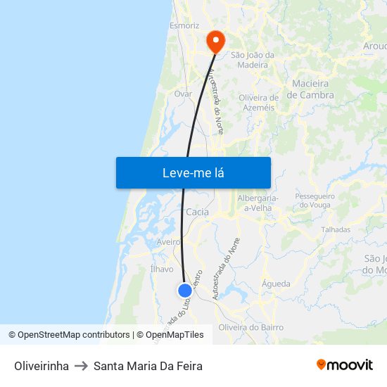 Oliveirinha to Santa Maria Da Feira map