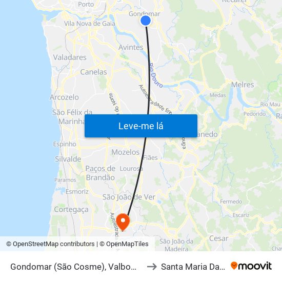 Gondomar (São Cosme), Valbom e Jovim to Santa Maria Da Feira map