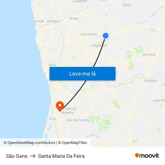 São Gens to Santa Maria Da Feira map