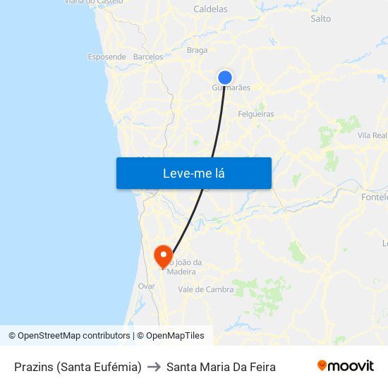 Prazins (Santa Eufémia) to Santa Maria Da Feira map