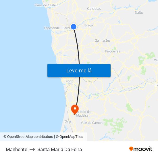 Manhente to Santa Maria Da Feira map