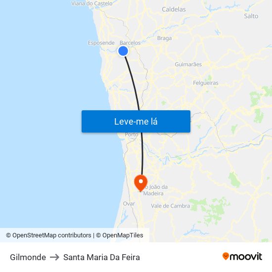 Gilmonde to Santa Maria Da Feira map