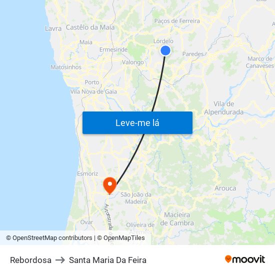 Rebordosa to Santa Maria Da Feira map